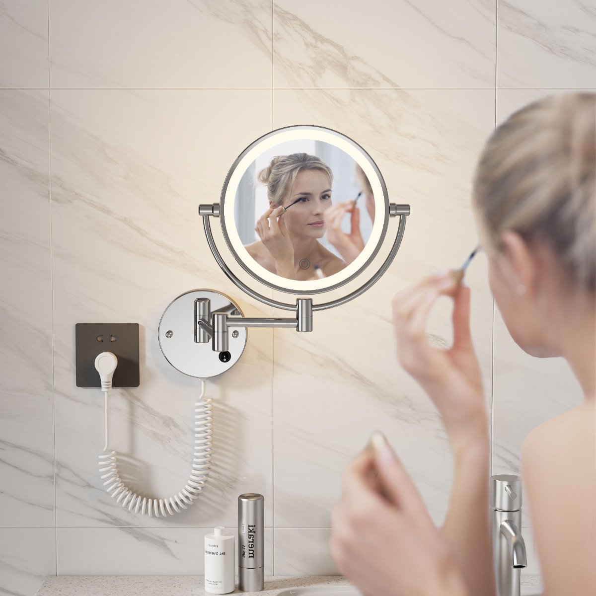 DAPAI Led Wall Mounted Makeup Vanity Mirror in Luxury Hotel Bathroom