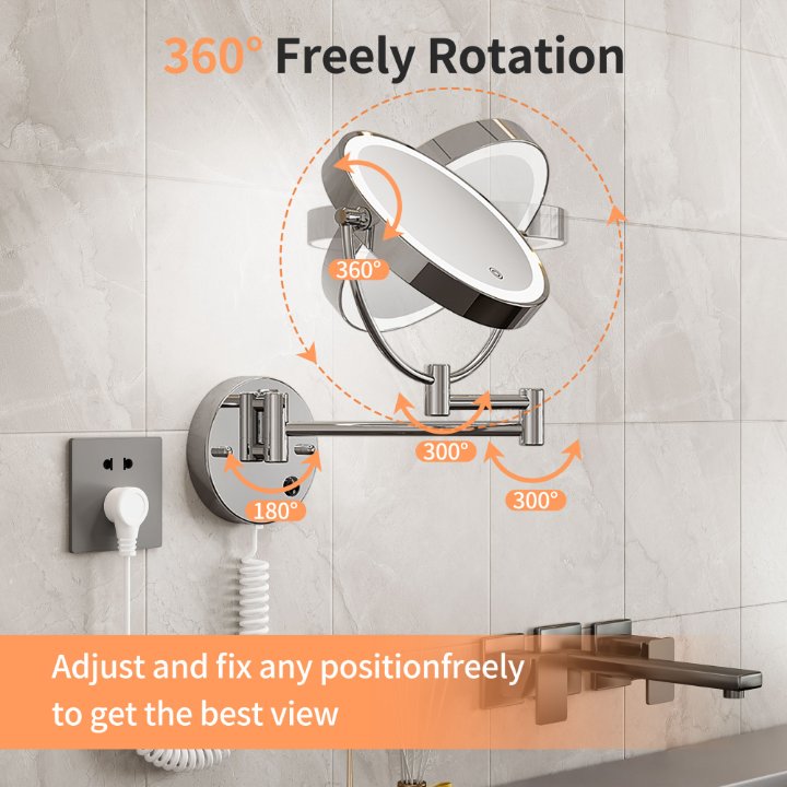 360° Freely Rotation: Achieve the Perfect Angle with DAPAI Wall Mounted Makeup Mirrors