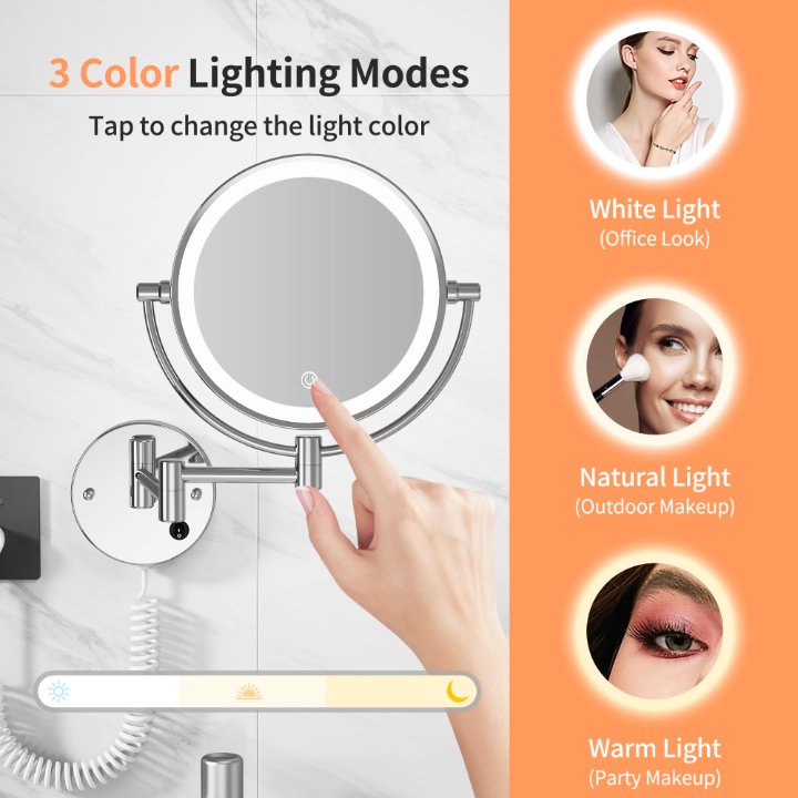 3 Color Lighting Modes: How to Use DAPAI Mirror's Wall Mounted Makeup Mirror