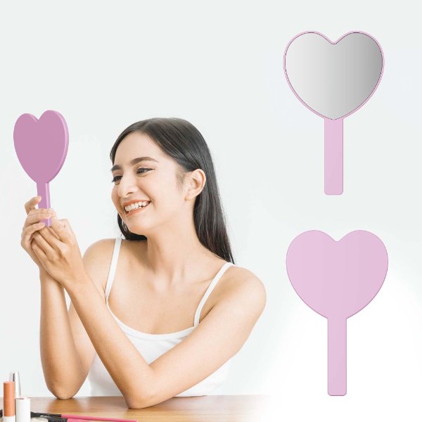 DAPAI HM356 Heart Shape Hand Held Makeup Mirror